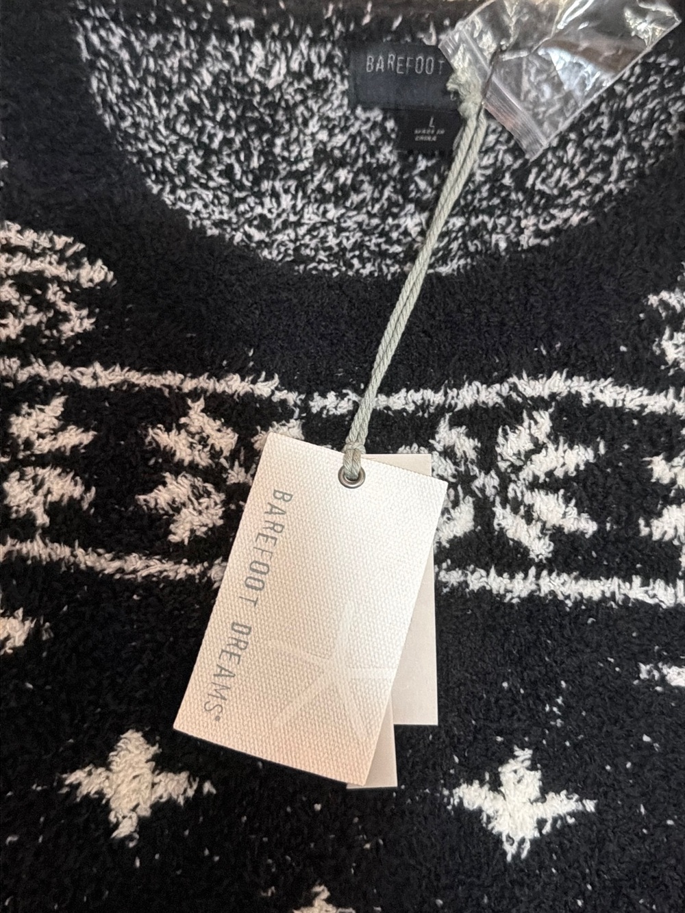 NWT Barefoot dreams black fair isle cozy chic seaside crewneck pullover Large - Picture 5 of 6
